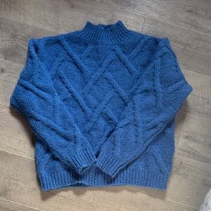 Vici Cozy Blue Textured Turtleneck Sweater